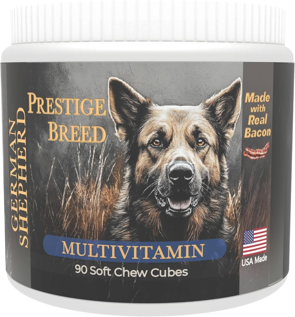 Multivitamine, Balanced Nutrition for Your German Shepherd, 90 Count, Made in USA with Real Bacon