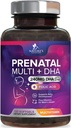 Pränatale Vitamine mit Folsäure & DHA, Fetale Gehirnentwicklung Unterstützung mit Folat & Omega 3's, Pränatales Multivitamin für Frauen, Vitamin A, C, D, B6, B12 & Eisen, Schwangerschaftsergänzung - 120 Softgels