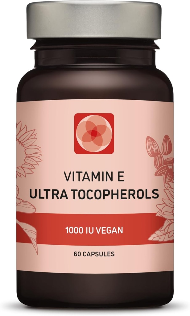 Vitamin E 1000 IU Ultra Tocopherol 450mg Vitamin E Vegan – Alle 4 Tocopherole - Alpha Tocopherol + Beta Tocopherol + Gamma Tocopherol + Delta Tocopherol– Einzigartig d Alpha (180)