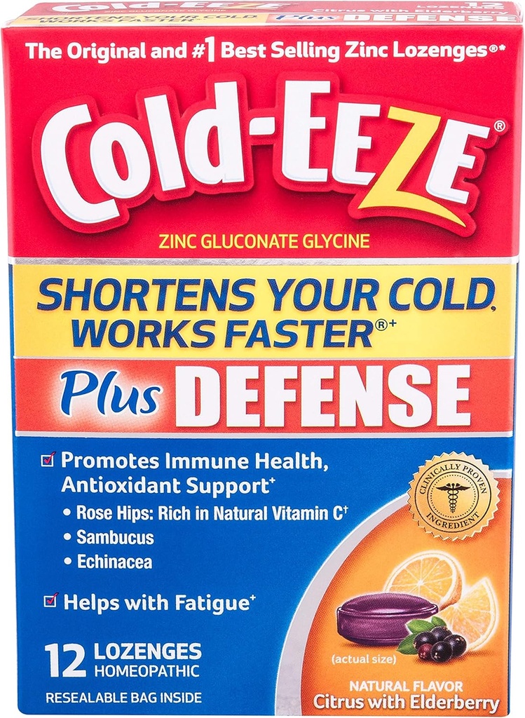 Kalt-EEZE Plus Verteidigung Kalt-Shortening Lozenges, 12 Count, Kalt-Remedy, Citrus mit Elderberry Flavor