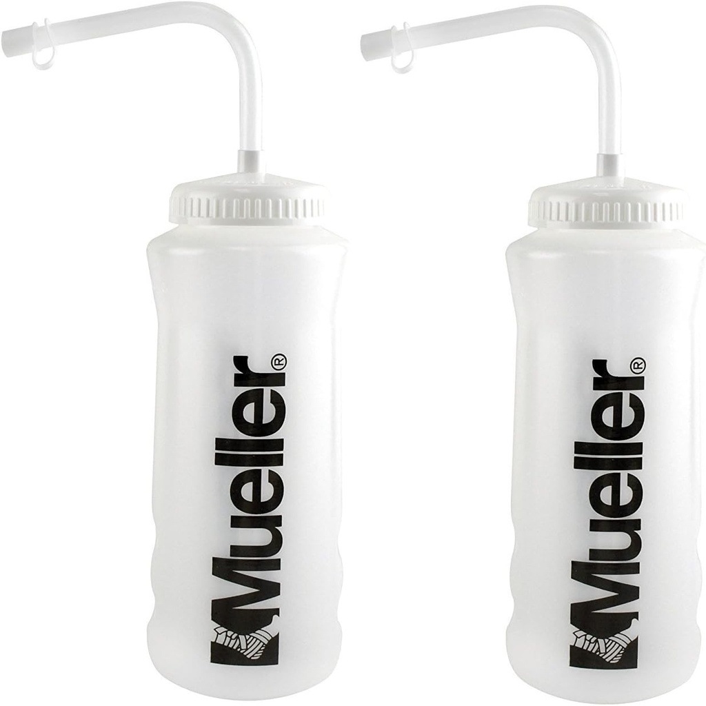 Mueller Quarz Flasche w/Straw, Natürliche Farbe w/ Schwarz Buchstaben (2-Pack)