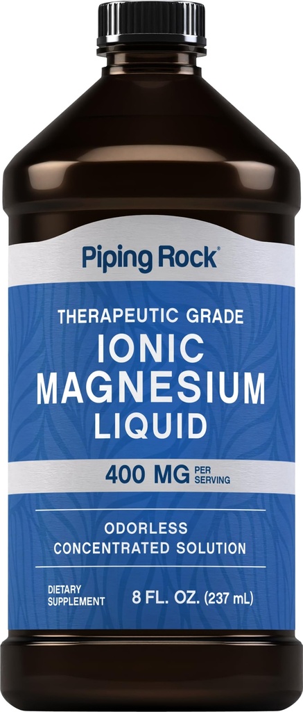 Piping Rock liquide ionique Magnésium de 400 mg de 8 oz, supplément sans gluten