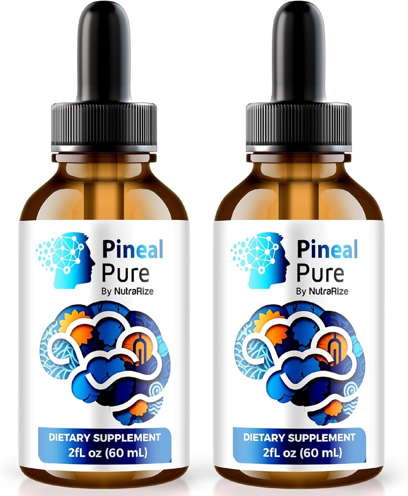 (2 Pack) Official Pineal Pure Drops – Natural Daily Formula per aiutare il supporto Focus, Memory & Concentration | Clean, Easy-to-Use PinealPure Liquid (60 Serve)