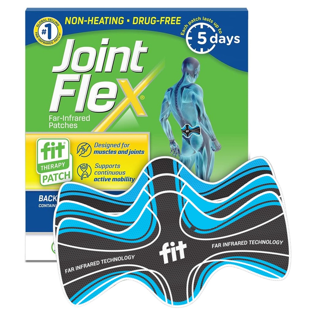 JointFlex FIT Therapy Far Infrared Patch for Lower Back, Supporta la mobilità attiva continua, fino a 5 giorni/patch, sintetico, resistente all'acqua, non-Heating, senza droghe—3 Pack, 7.87"x 3.93"