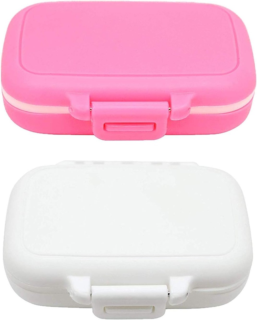 Piccola scatola di pillola supplemento caso per tasca o borsa - 3 scomparti rimovibili caso di trasporto di farmaci - Daily Vitamin Organizer Box (Pink+White)