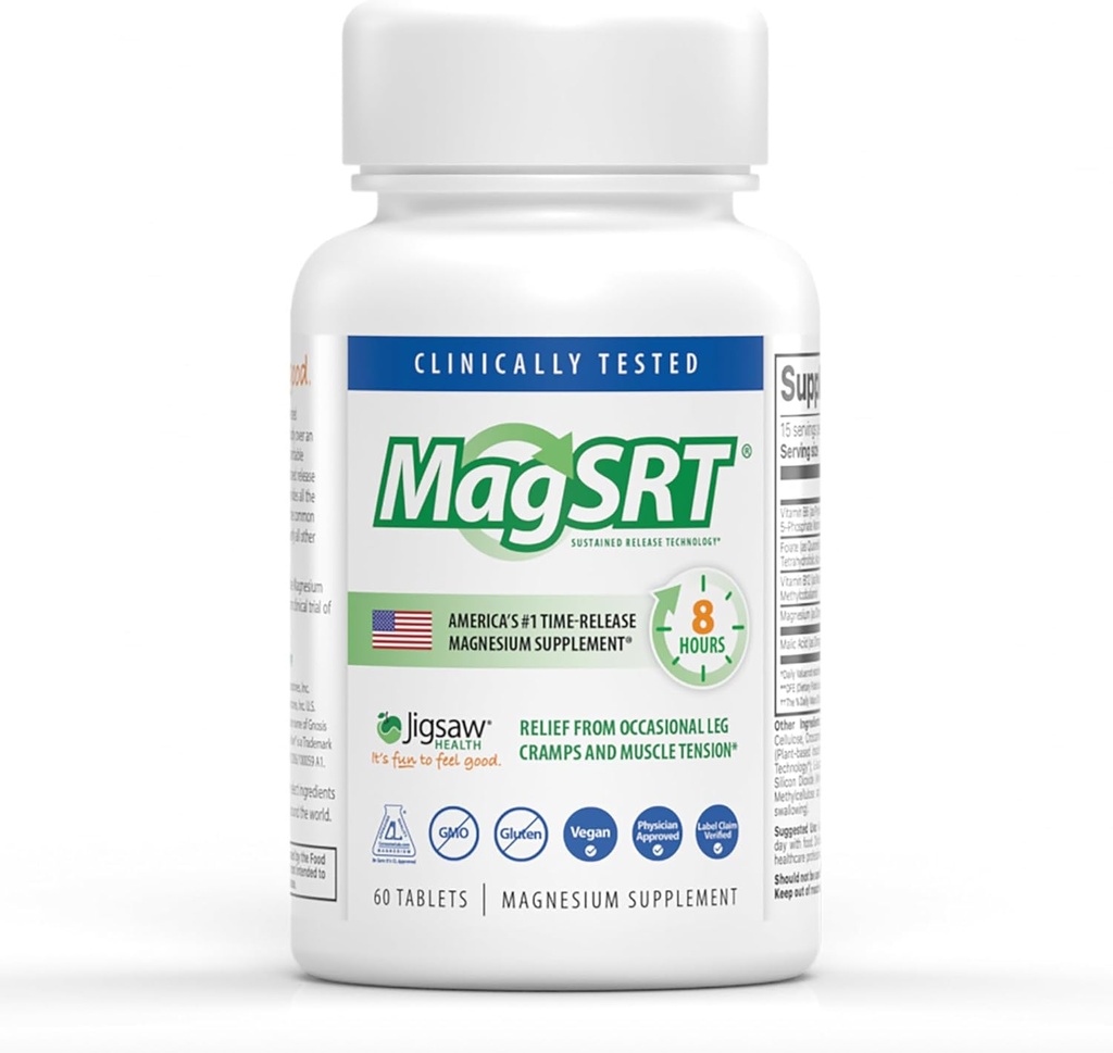 Supplément de magnésium avec vitamine B6, folate et B12.60 comprimés