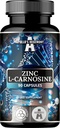 Zinc L-Carnosine 37,5mg par gélule, 90 capsules véganes, 3 mois d'approvisionnement, supplément de zinc et bêta-alanine acide amino, par hégémonie d'Apollon.