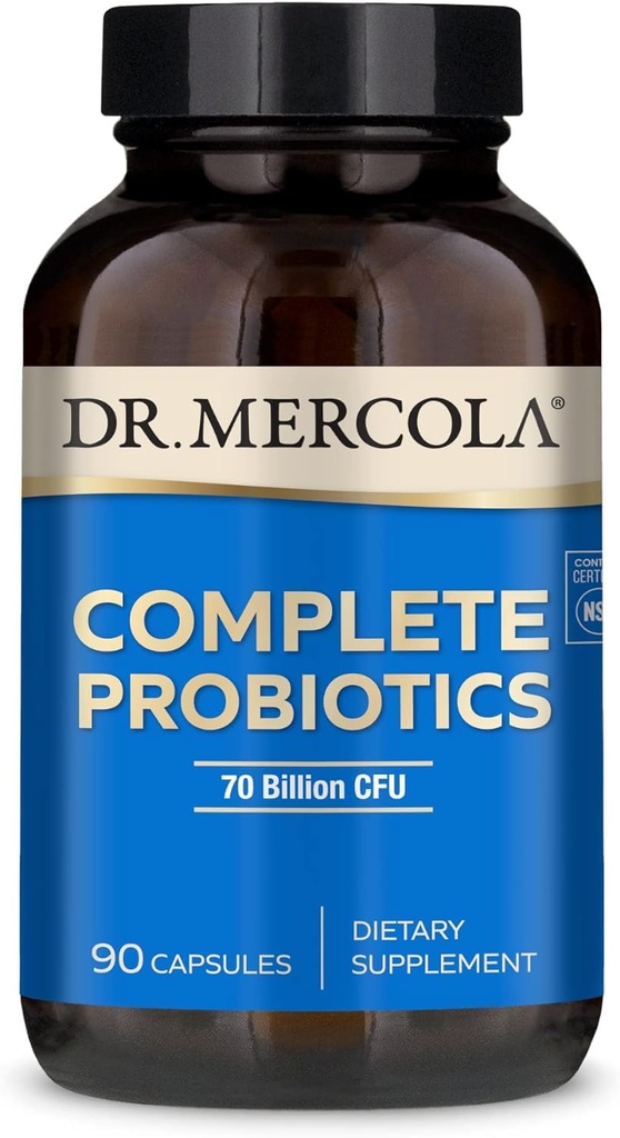 Dr Mercola Probiotiques complets - 90 portions- Supplément probiotique quotidien - 70 milliards UFC - Résistant à l'acide et à la bile - favorise la santé digestive et soutient le système immunitaire
