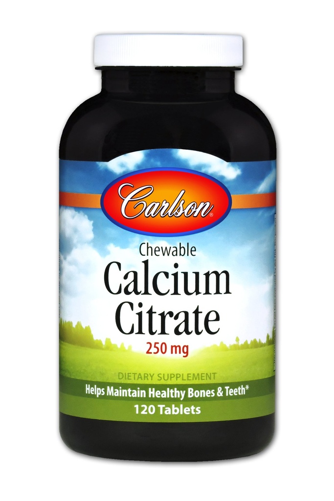 Citrato di calcio chewable di Carlson 250 mg, Vanilla, 120 compresse