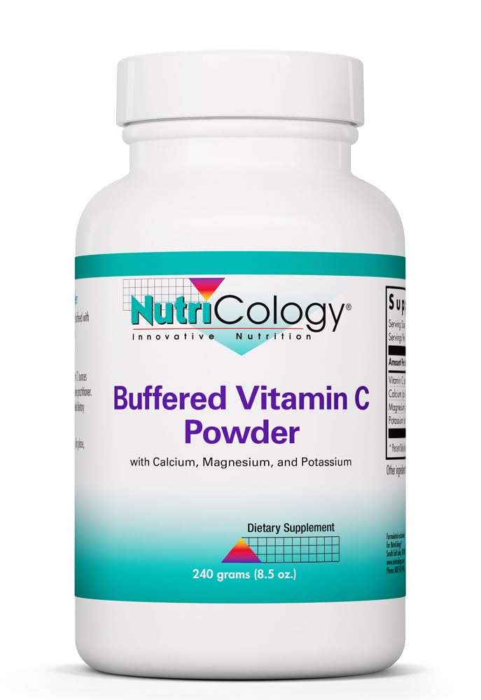 Nutricology Gepuffertes Vitamin C Pulver - Calcium, Magnesium, Kalium, Ascorbinsäure, Bowel Tolerance, High-Purity, High Dose, Calciumcarbonat - 8,5 Oz