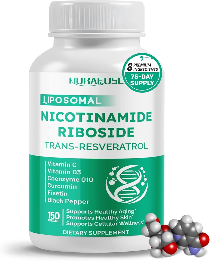 Liposomal Nicotinamid Riboside Trans-Resveratrol Coenzym Q10 Vitamin C - Unterstützt gesundes Altern, Haut- Unterstützt gesundes Altern, fördert gesunde Haut- Made und getestet in den USA