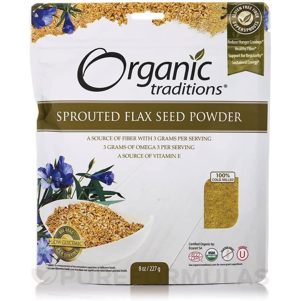Sprouted Flax Golden Organic Traditions 8 oz Bag