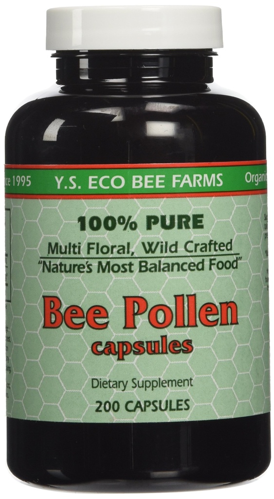 Y.S. ECO Bee Farms 100% reine Bienen Pollen 1000mg- 200 Kapseln