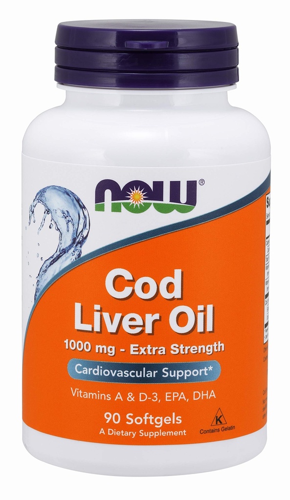 JETZT Nahrungsergänzungsmittel, Cod Liver Oil, Extra Strength 1.000 mg mit Vitaminen A & D-3, EPA, DHA, 90 Softgels