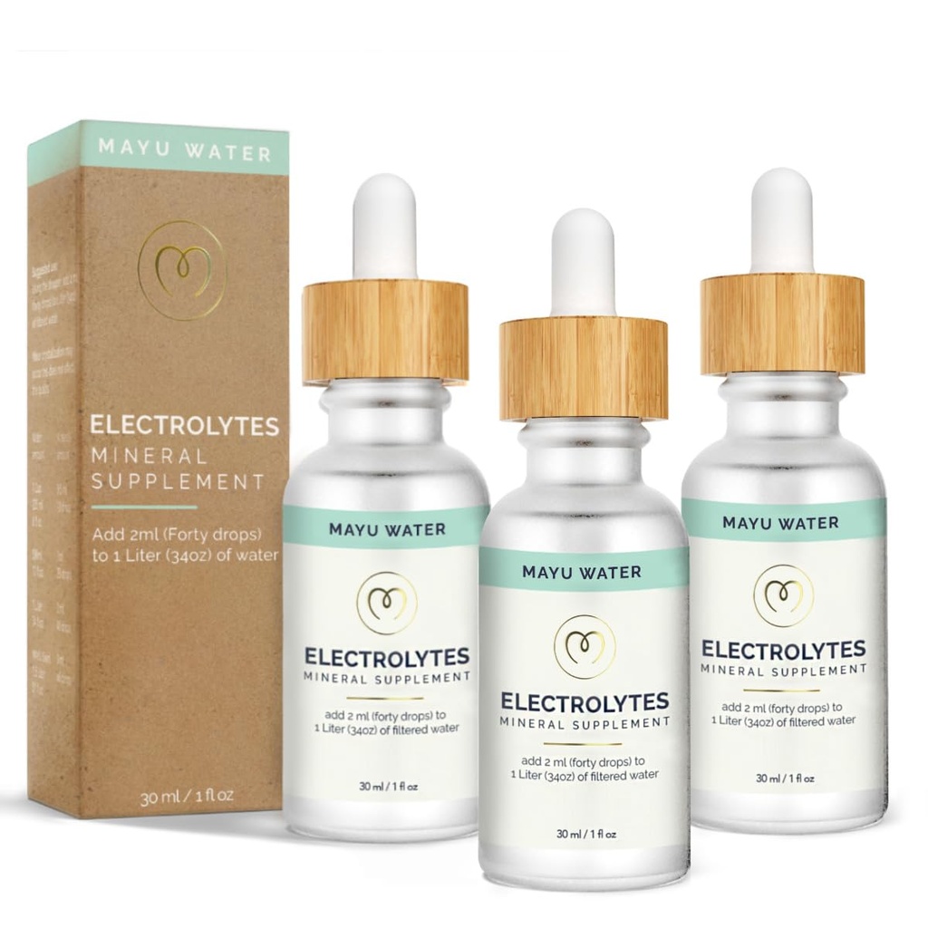 Gocce di acqua elettrolita MAYU - Gocce minerali ad assorbimento rapido per acqua potabile, miscela di minerali essenziali di idratazione - 100% minerali naturali puri, soluzione di disidratazione, elettroliti senza zucchero -30 ml (3)