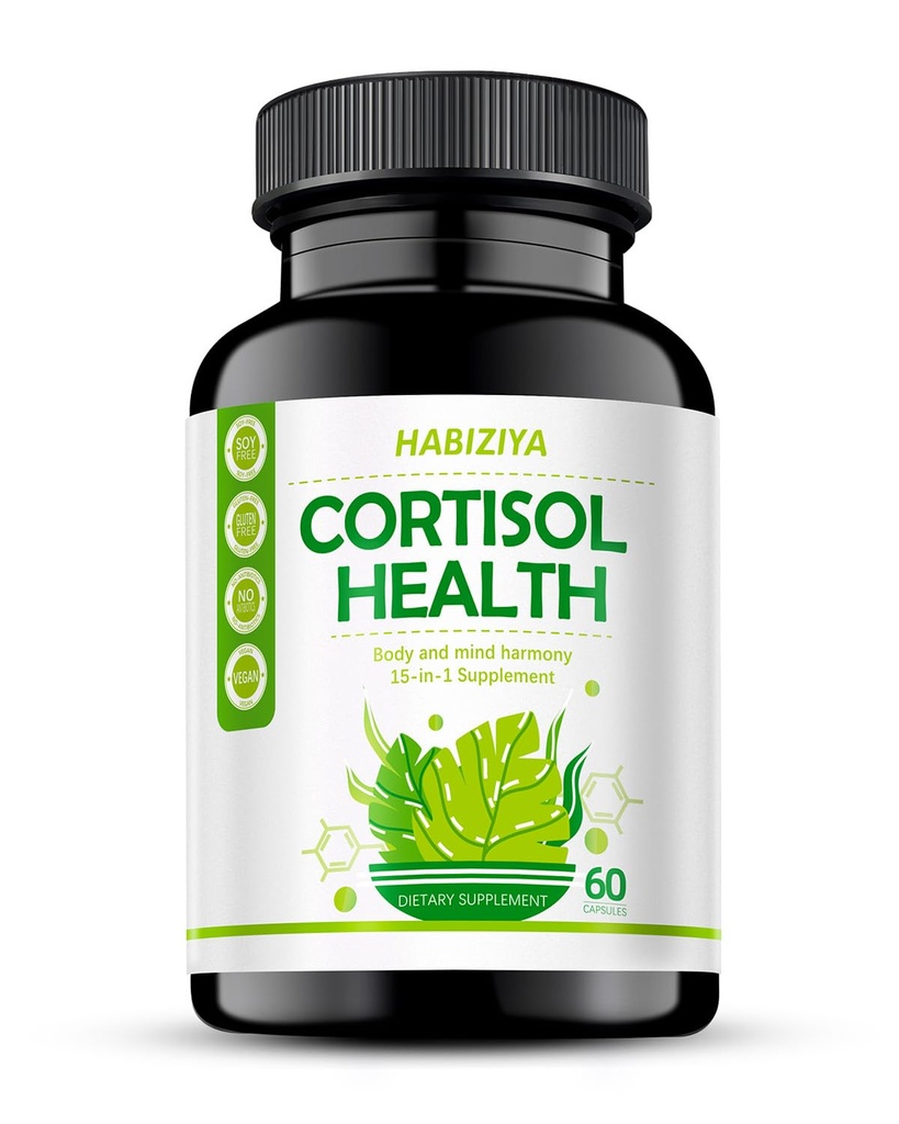 Cortisol Manager Supplement für Damen und Herren Adrenal Support mit Ashwagandha, Rhodiola Rosea, Holy Basil, Mood & Sleep Support - Non-GMO, Vegan Capsules (60 Count)
