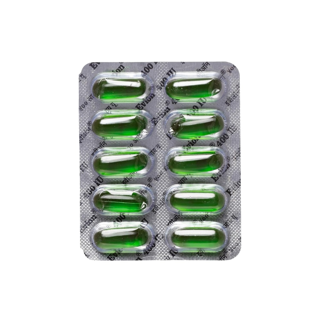 50 Capsules d'Evion Vitamine E pour Glowing Face, Cheveux forts,Acné,Nails, Glowing Skin 400mg