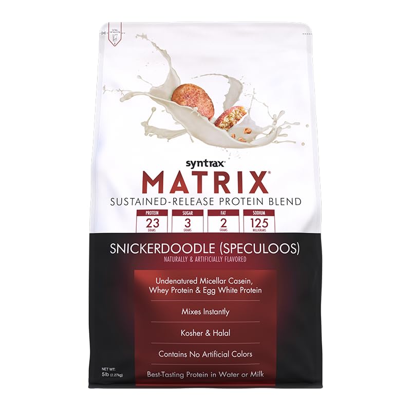 Matrice de nutrition Syntrax, Mélange de protéines à libération prolongée, Snickerdoodle avec de vrais morceaux de biscuits 5 lbs.