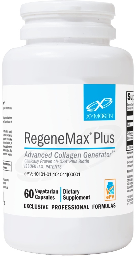 XYMOGEN RegeneMax Plus - Integratori Advanced Collagen con Biotin & Clinically Tested ch-OSA - Supporta pelle, capelli, unghie e salute del chiodo - Collage per donne & uomini (60 capsule)