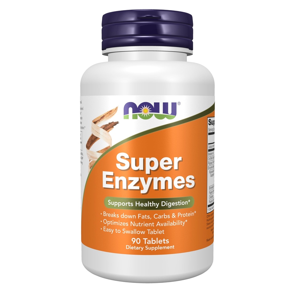 MAINTENANT compléments alimentaires, super enzymes, formule avec Bromelain, Bile à Ox, Pancréatine et Papaine, Super enzymes, 90 comprimés