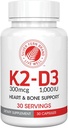Argento Fern Vitamina K2-D3 Supplemento Marca - Naturale, Non Sintetico - K2-7 come Menaquinone-7 (MK-7) - D3 come colecalciferol - Bone, Cuore e supporto energetico (2 Bottiglie - 60 capsule - 60 Serve)