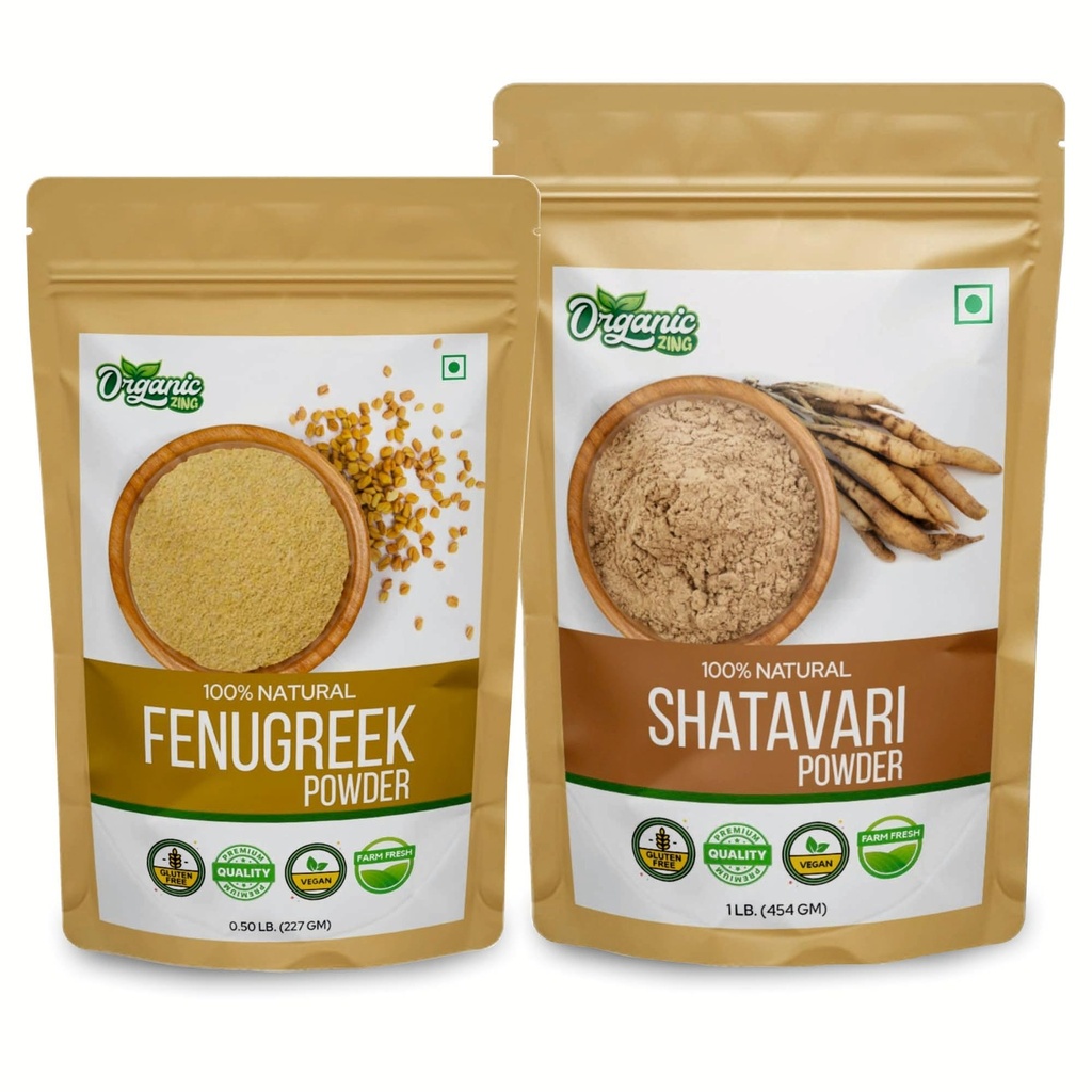 ORGANISCHE ZING Shatavari- 454g & Fenugreek Pulver- 227g