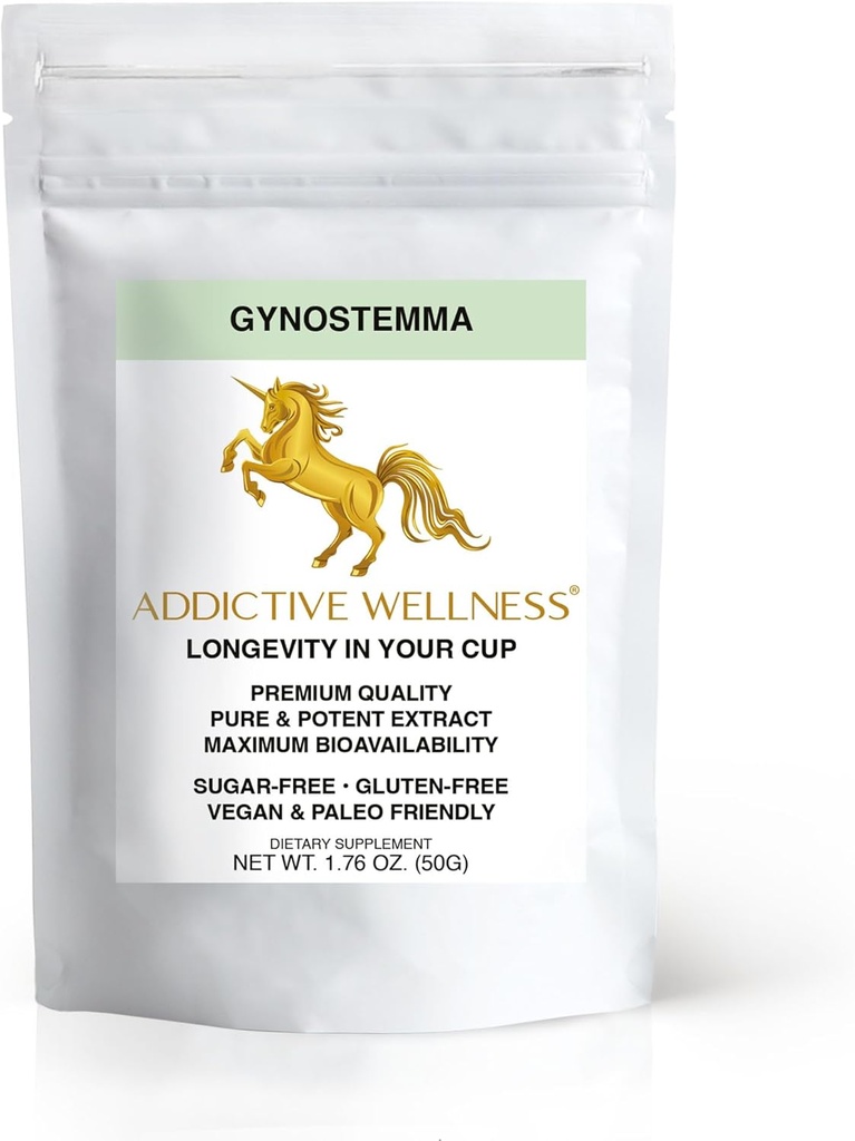Addictive Wellness Gynostemma Blatt-Extrakt-Pulver - Pure & Potent Jiaogulan Adaptogen für Energie, 1 Packung