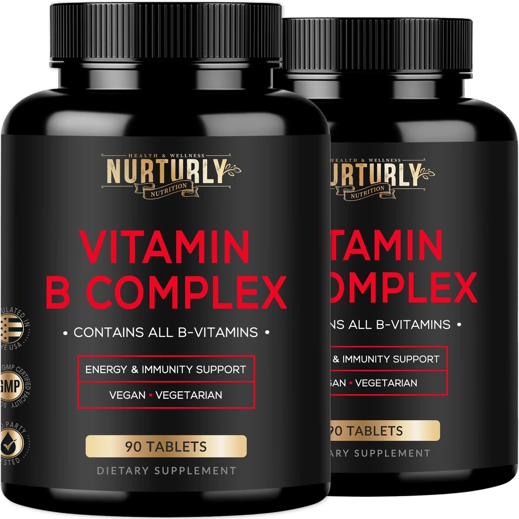Vitamin B-Komplex - Enthält alle essentiellen B Vitamine - B1, B2, B3, B5, B6, B7, B9, B12 und Biotin - Super B-Komplexe Vitamine für Energie, Immununterstützung - 180 Tabletten