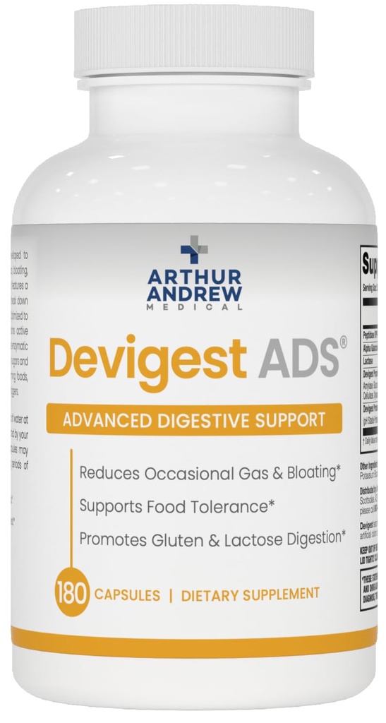 Arthur Andrew Medical - Devigest ADS, Advanced Digestive Support, Relief für Lactose Intolerance und Casein Sensitivities, Vegan, Non-GMO, 180 Kapseln