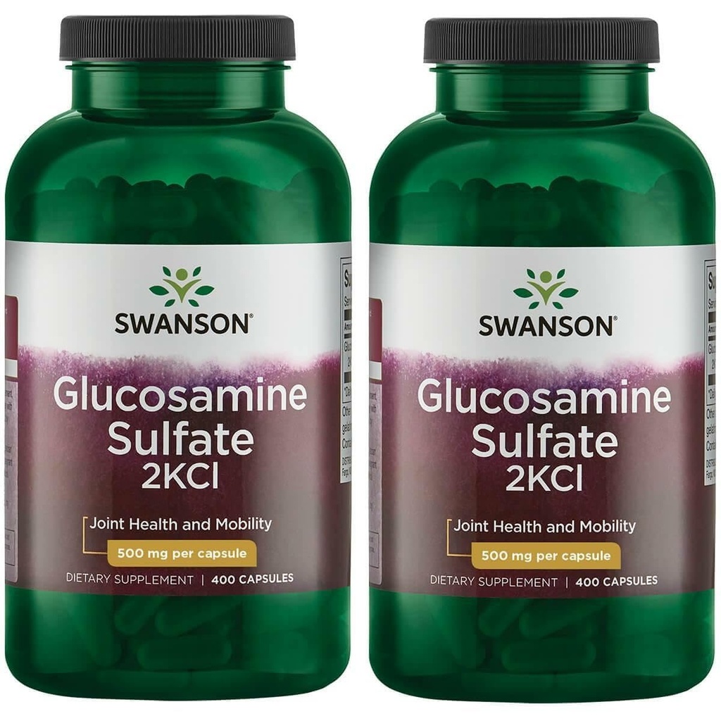Swanson Glucosamine Sulfat 2Kcl 500 mg 400 Caps (2 Pack)