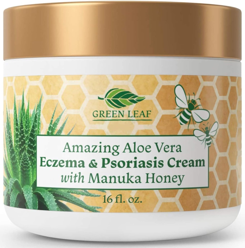 Manuka Miel Eczema Crème Lotion hydratante pour le soulagement du psoriasis - Démangeaisons, peau sèche Rash Onguent - Soin apaisant Hydratant Bébé Enfants et Adultes-haute force Corps et crème visage 16oz