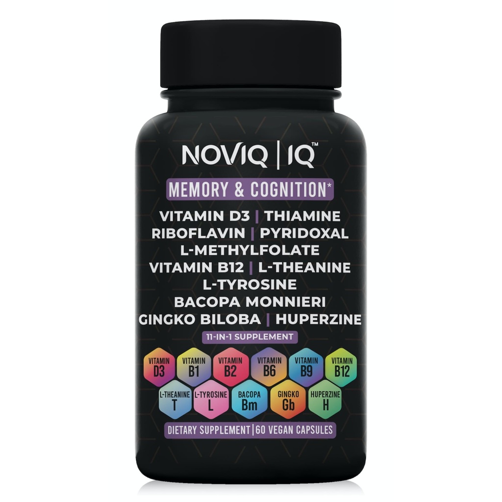 11-in-1 Nootropic Supplemento: Supporta memoria e cognizione - 100mg Ginkgo 150mg Bacopa 300mcg Huperzine 200mg L-teanina 150mg L-tirosina & Bioactive B-Complex w/ 5-MTHF - 1,100mg+ Servizio - 60 Conte