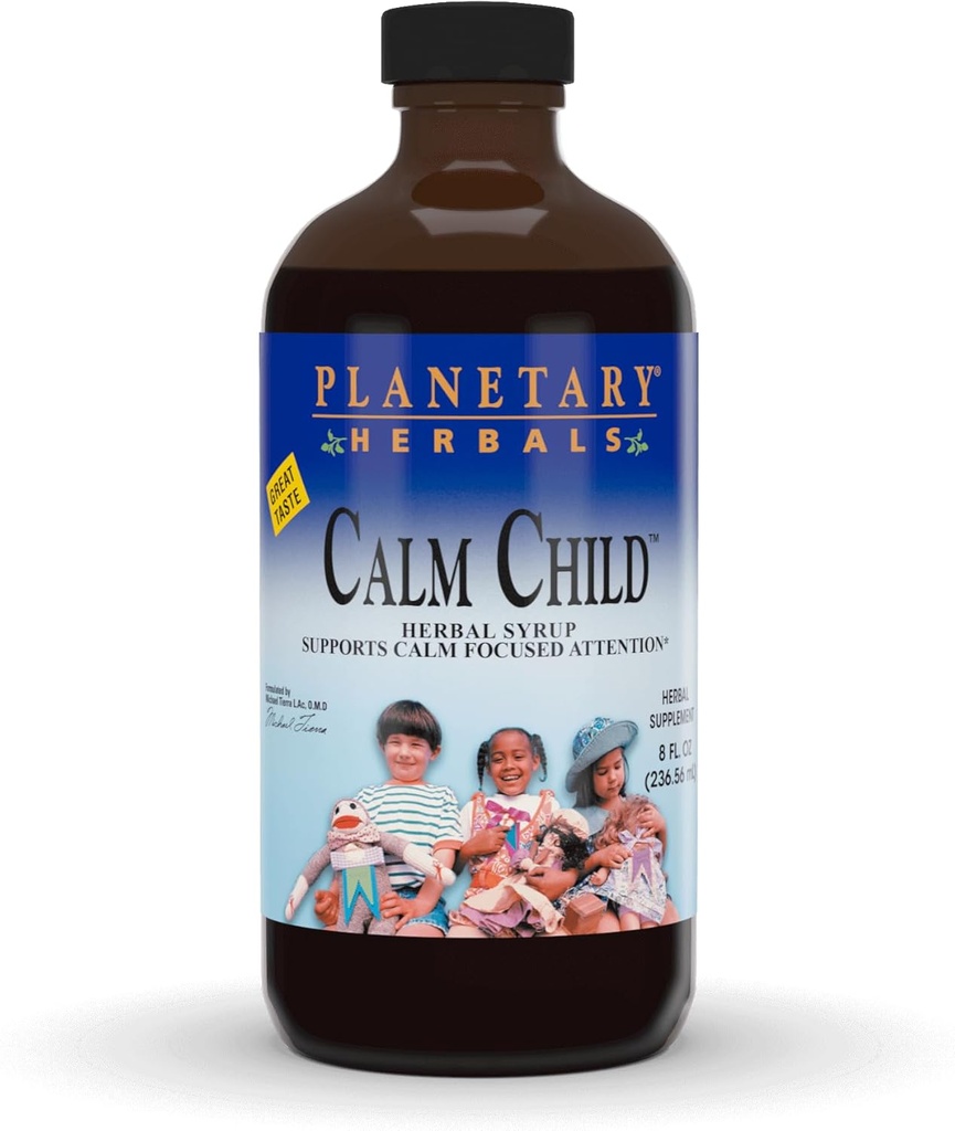Erbali Planetari Calma bambino Erbale Syrup - Include calmanti botanici camomilla, limone Balm, Catnip & More - 8oz