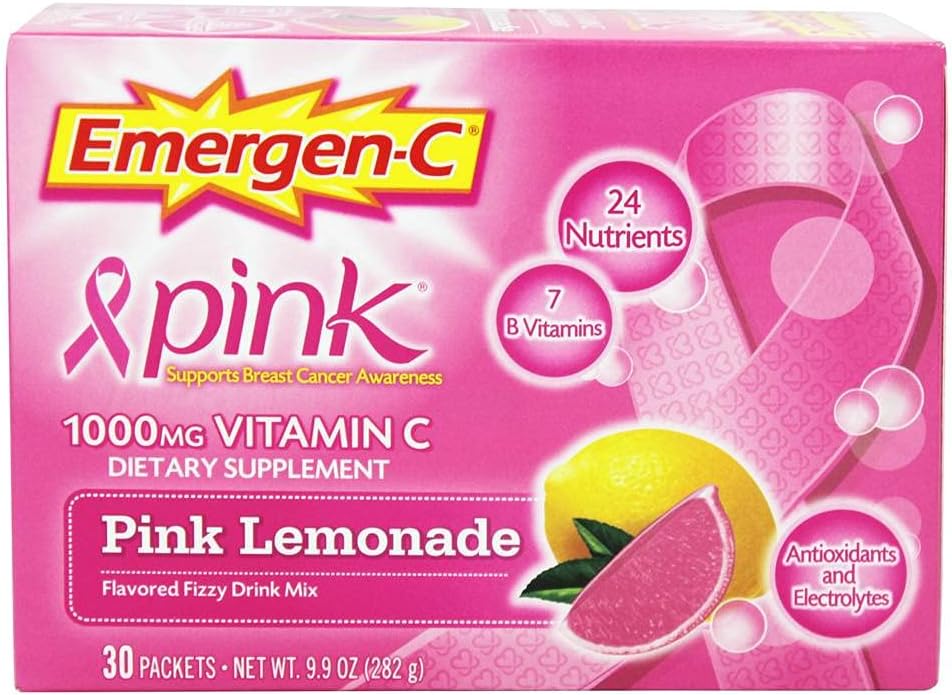 Polvere di vitamina C di Emergen-C 1000mg per il supporto immunitario giornaliero della caffeina Integratori di vitamina C con zinco e manganese, vitamine e elettroliti B, super aroma arancione - 30 conte