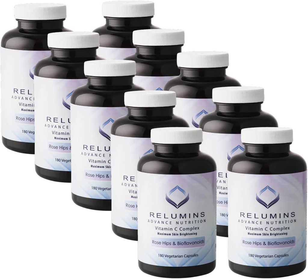 Rilievi Advanced Vitamin C Supplemento con Rose HIPS – 1000 mg di vitamina C, supporto immunitario e produzione di collagene, Made in USA - 180 capsule x 10 bottiglie