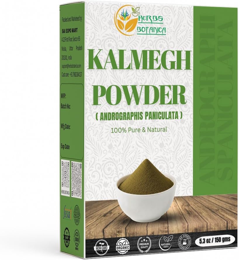 Erbe Botanica Kalmegh Polvere 100% Pure Andrographis Paniculata (Green Chiretta Herb) per uso di erbe – Polvere finemente terra Andrographis 5.3 oz Pack