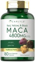 Carlyle Maca Root Capsule per Donne & Uomini | 4800 mg | 180 Count | Estratto ad alta potenza | Non-GMO & Gluten