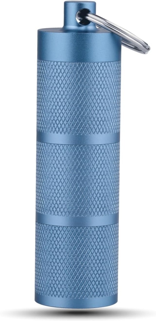 Wasserdichte Schlüsselanhänger Pillenhalter - Kompakte, tragbare und sichere Pillenbox mit 3 Komponenten - Pocket-Sized Pill Case und Container für tägliche Medikamente auf dem Go, Blau