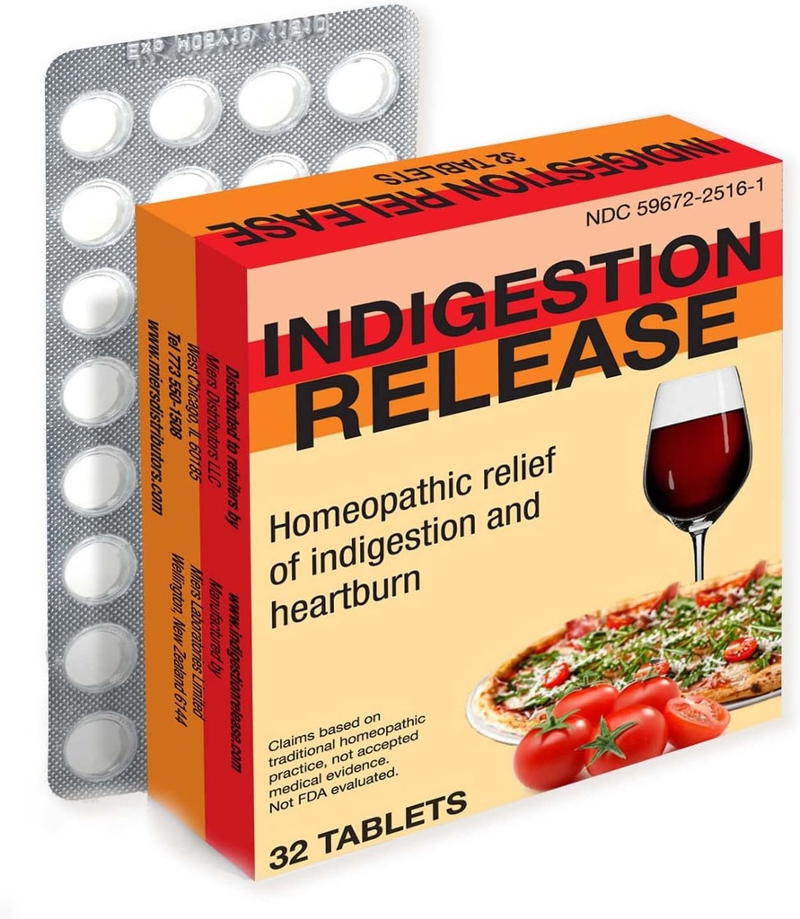 Miers Lab Indigestion Relief Capsule, Compresse omeopatiche per il sollievo dal bruciore di stomaco, Sicuro ed Efficace, Attivo veloce, 32 compresse