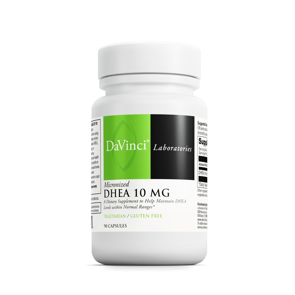 DAVINCI Labs Micronized DHEA 10mg - Hilft, gesundes Altern, Hormongleichgewicht, Gehirngesundheit, Schilddrüse Funktion &amp; Mehr - Vegetarisch, Glutenfrei - 90 Kapseln
