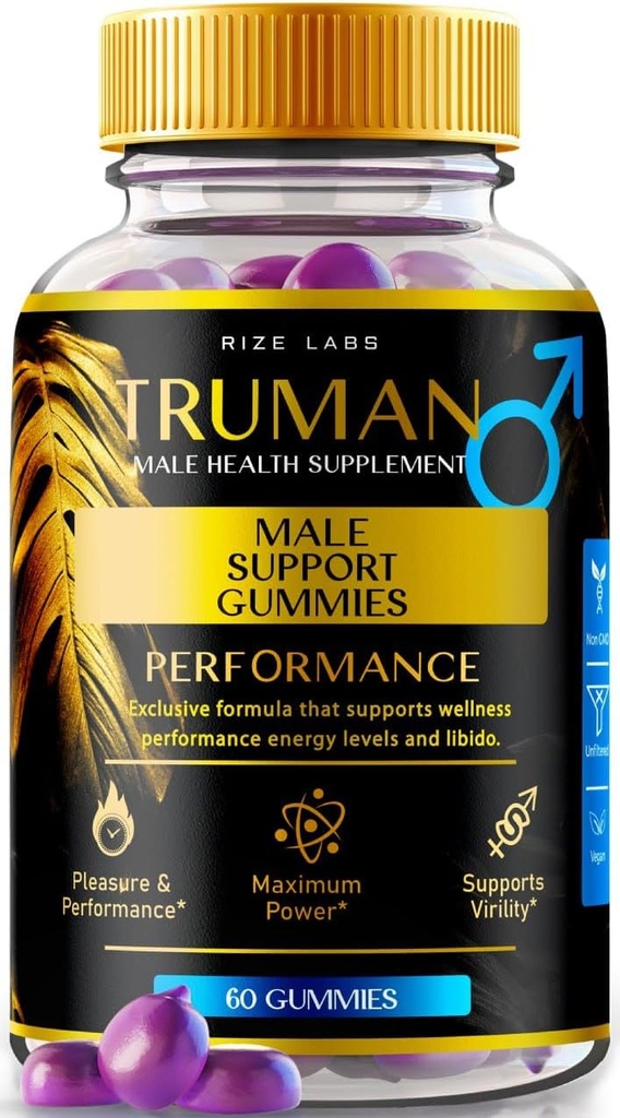 rize labs Truman Gummies, Truman for True Men, Truman Male Gummies, Trueman Plus Performance, All-Natural Premium Supplement zur Unterstützung dauerhafter Energie und Stamina, Official Formula (60 Gummies)