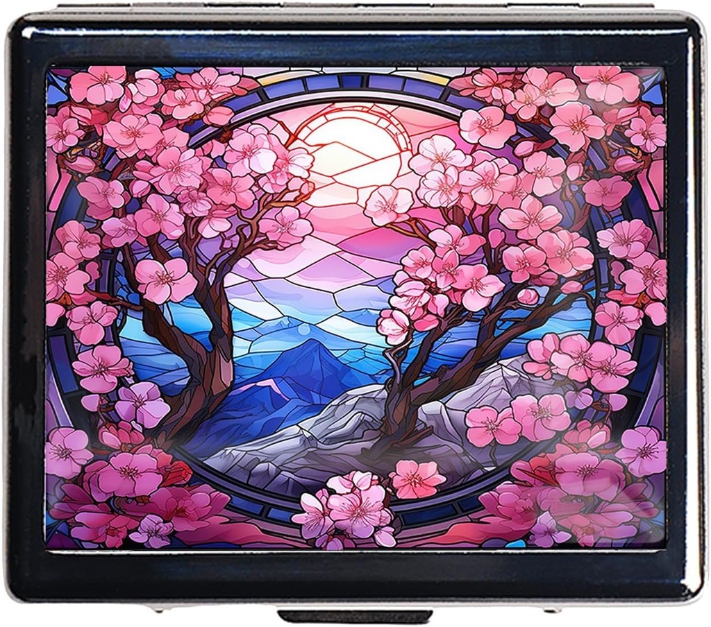 7 Jours Chromed Silver Pill Organizer avec miroir à l'intérieur a 8 compartiments séparés Rectangle 7 Jours Pill Box Pill Case (Cherry Blossom)