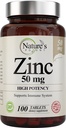 Zink 50mg [High Potency] Beilage - Immununterstützungssystem von Natural Zinc (Oxide/Citrate) 100 Tabletten, Hergestellt von Nature’s Potent.