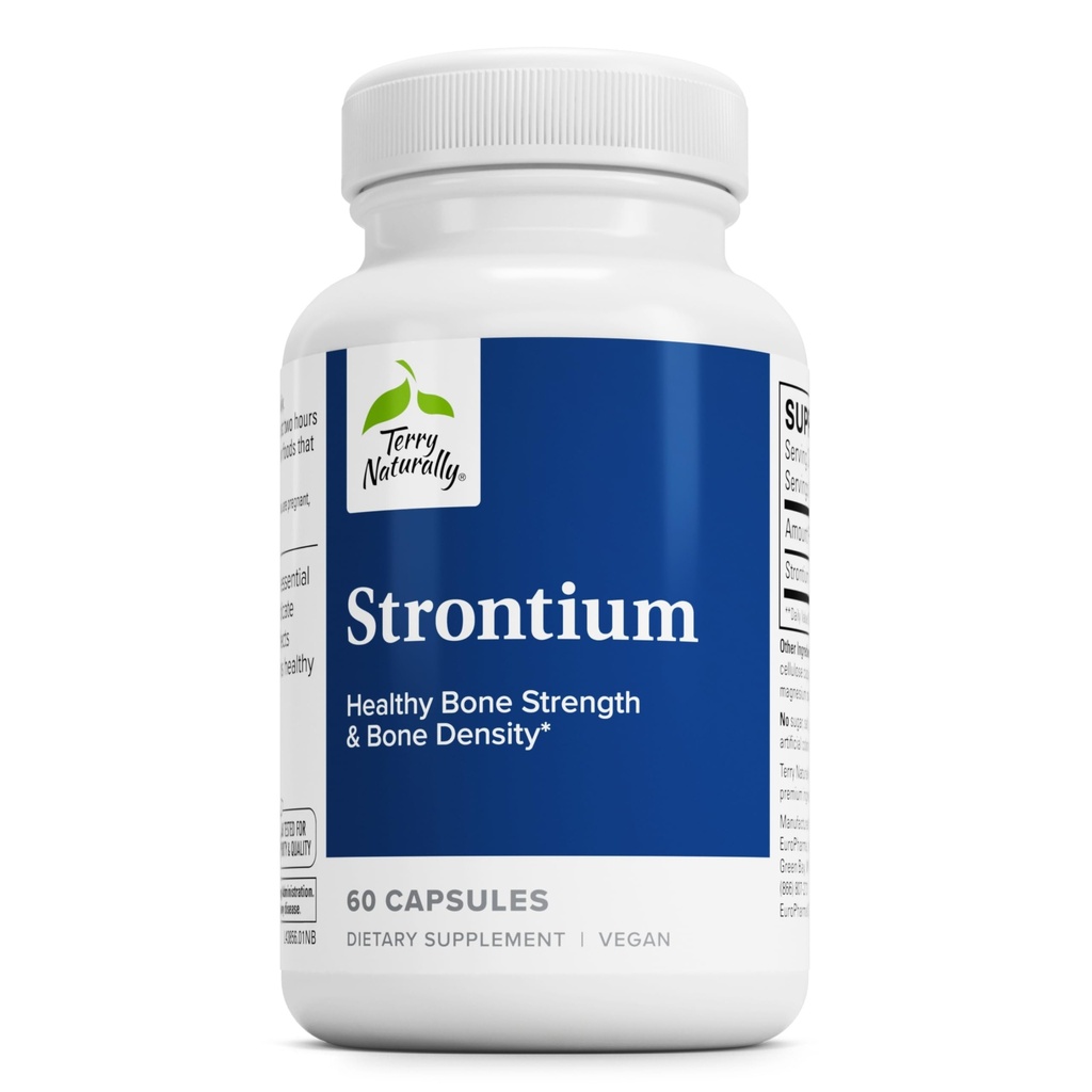 Terry naturalmente Strontium - Bone Health & Strength Support - Supplemento con capsule vegane - Integratore sanitario con Citrato Strontium per assorbimento superiore - 60 capsule