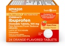 Grundpflege Kinder Ibuprofen Kautabletten, Schmerzlinderung und Fever Reducer, Orange Flavor, Alter 2-11, dauert bis zu 8 Stunden, 100 mg, 24 Count