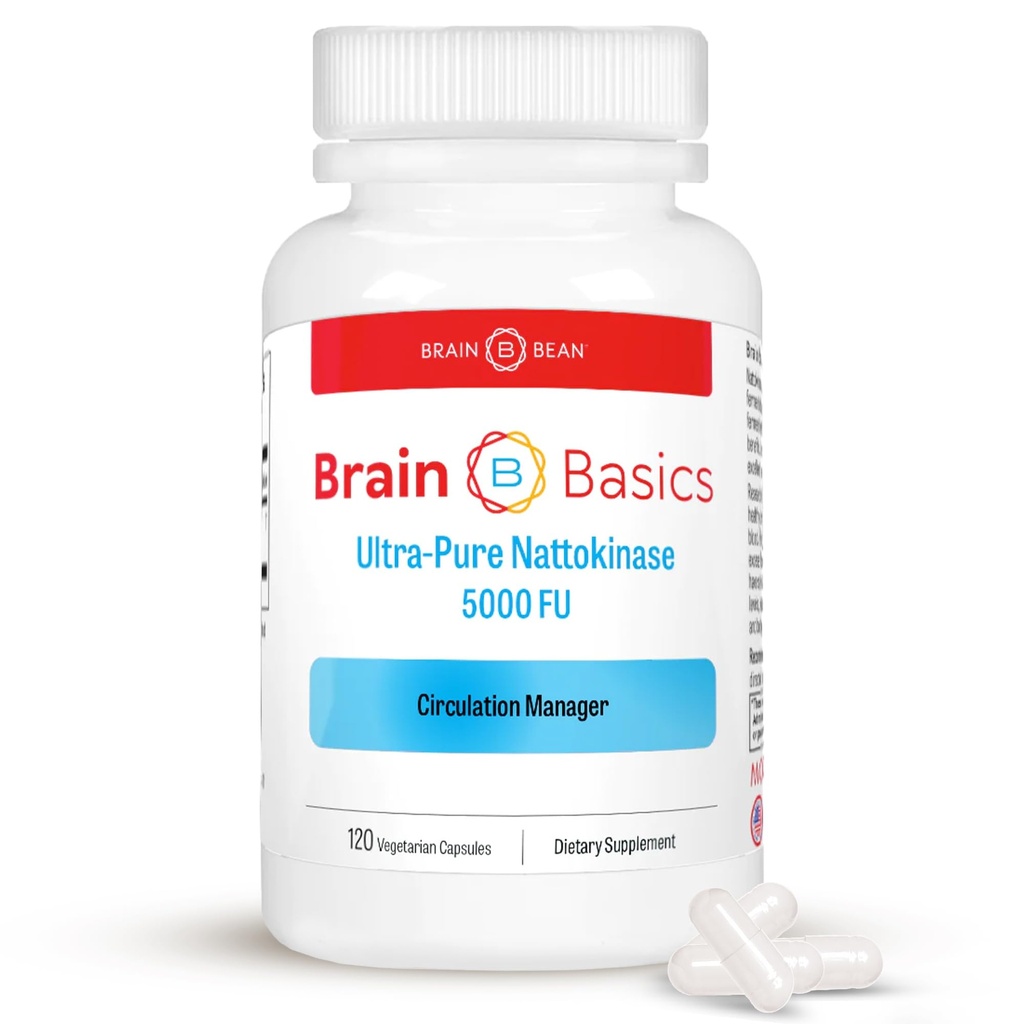 Brain Basic Ultra-Pure Nattokinase 5000 FU – 120 Kapseln - Natürliche Blutzirkulation Unterstützung mit höchster Potenz verfügbar – Non-GMO, Vegan, Glutenfrei