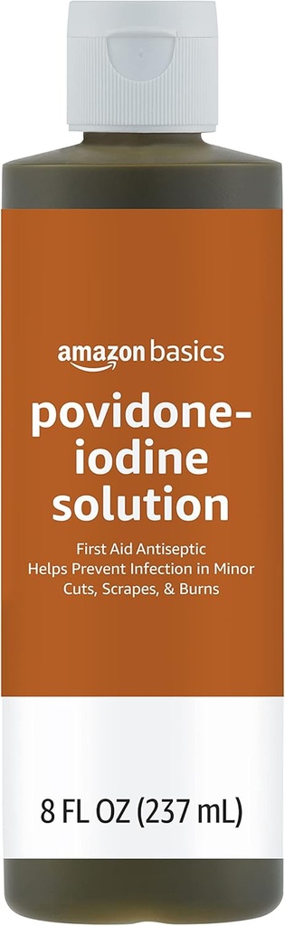 Grundlagen Erste Hilfe Antiseptisch, 10% Povidone-Iodin-Lösung Erste Hilfe Antiseptisch, Unflavored, 8 flüssige Unzen, 1-Pack (vorher Solimo)