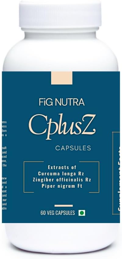 FiG Nutra’s CPlusZ: High Potency Curcumin mit Black Pepper & Ginger Extract – Erweiterte Formel für Joint & Metabolic und Antioxidant Support – 60 Veg Caps