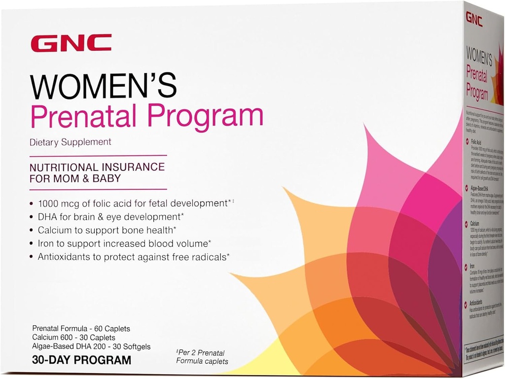 Programme prénatal pour les femmes de la GNC, système de supplément quotidien, soutient le développement sain de votre bébé avec du zinc et du fer pour les besoins foetaux, ciblé prénatal et essentiels de la grossesse, 30 paquets