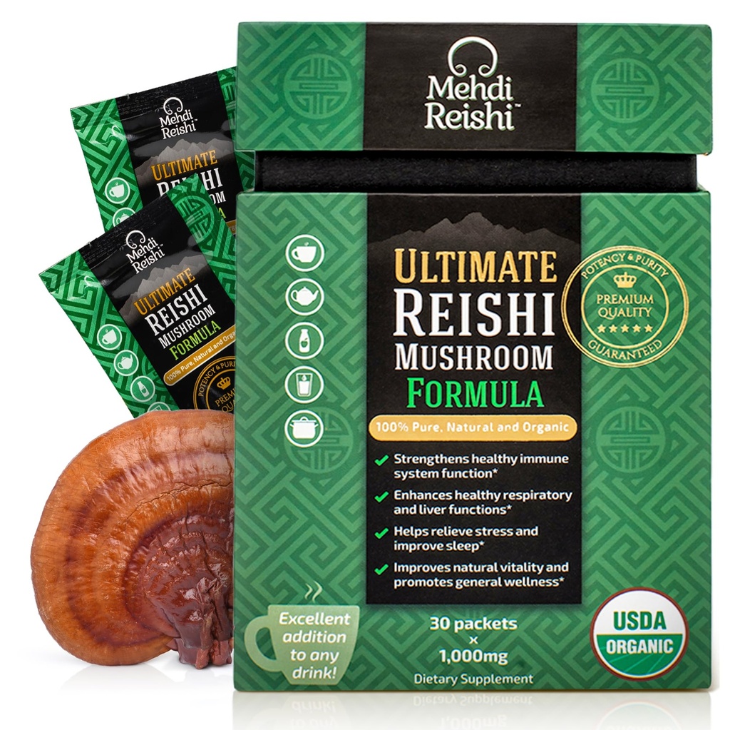 Formule ultime de champignons Reishi – 30 portions – 100 % de poudre d'extrait et de spores de Reishi pur, Premium et biologique - Ganoderma Lucidum, Lingzhi - Poudre de haute puissance (30 grammes)
